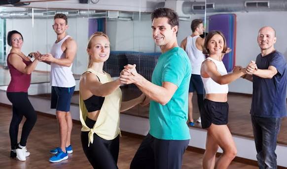 Salsa dance couple performing energetic Latin dance